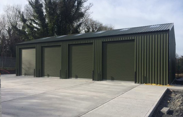 Oliver Green Steel Unit with 4 roller shutters