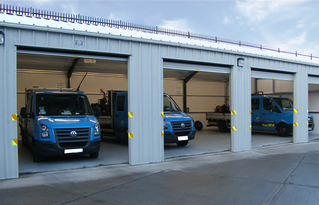 3 work vans in newly built steel unit 