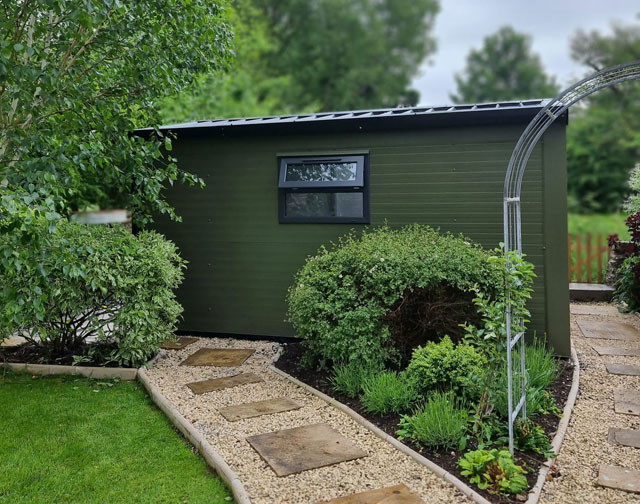 Garden Shed in Olive Green 
