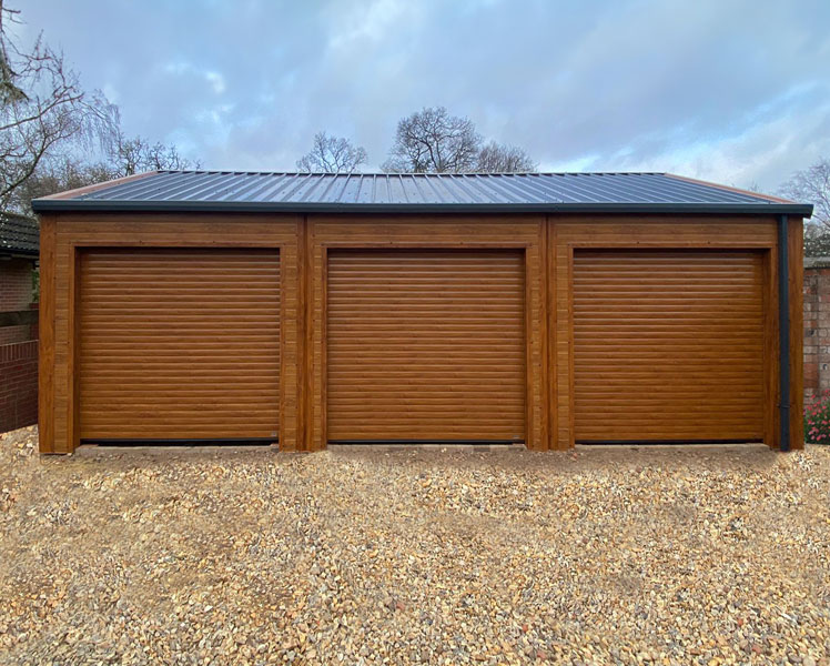 steel triple bay garage